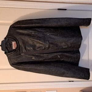 Levi Strauss Mens Jacket, Distressed Moto Style, Black (Faux Leather) L/XL